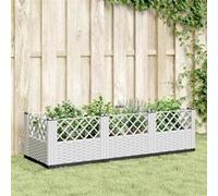 vidaXL Jardinière avec piquets blanc 123,5x43,5x43,5 cm PP, bac à fleurs, support de jardinière, support de fleurs, bac à 368020