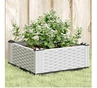 Jardinière avec piquets blanc 42,5x42,5x28,5 cm PP, bac à fleurs, support de jardinière, support de fleurs, bac à 368005