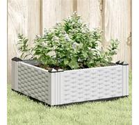 vidaXL Jardinière 368005 bac à fleurs avec piquets blanc 42,5x42,5x28,5 cm PP