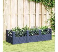 vidaXL Jardinière avec piquets 368019 – 123,5×43,5×43,5 cm en PP – Bleu gris