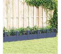 vidaXL Jardinière avec piquets, bleu gris, 363,5x43,5x43,5 cm, PP