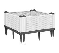 vidaXL Jardinière avec piquets de terre Blanc 42,5x42,5x28,5 cm PP