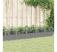 Vidaxl Jardinière Avec Piquets Gris Clair 363,5x43,5x43,5 Cm Pp