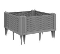 vidaXL Jardinière avec piquets gris clair 42,5x42,5x28,5 cm PP