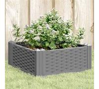 Jardinière avec piquets gris clair 42,5x42,5x28,5 cm PP, bac à fleurs, support de jardinière, support de fleurs, bac 368003