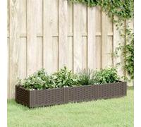 Jardinière avec piquets marron 362,5x42,5x28,5 cm PP bac à fleurs vidaXL