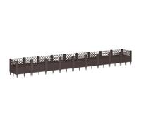 vidaXL Jardinière avec piquets Marron 363,5x43,5x43,5 cm PP, bac à Fleurs, Support de jardinière, Support de Fleurs, bac à Plantes, Support de Plantes