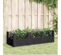 vidaXL Jardinière avec piquets 368017 123,5x43,5x43,5 cm PP Noir