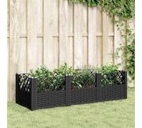 vidaXL Jardinière avec piquets noir 123,5x43,5x43,5 cm PP368017 G