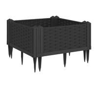 vidaXL Jardinière avec piquets Noir 42,5x42,5x28,5 cm PP
