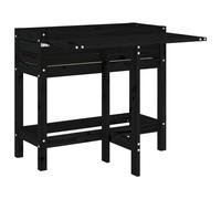 Jardinière de Jardin avec Dessus de Table Pliable, Table de Plantation avec Plateau Rabattable, Meuble de Jardinage Jardin, Noir Bois Pin Massif