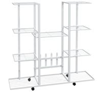 Vidaxl Jardinière Avec Roues 94,5x24,5x91,5 Cm Blanc Fer Blanc