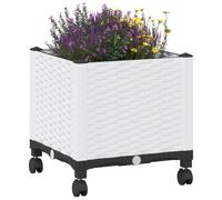 vidaXL Jardinière avec Roues Blanc 40 x 40 x 48 cm PP, Jardinière Moderne pour Balcon, terrasse, résistante aux intempéries, idéale pour Les Plantes et légumes