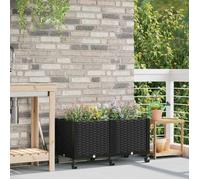 vidaXL Jardinière avec Roues Noir 80 x 40 x 44 cm PP 3422960