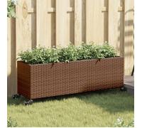 vidaXL Jardinière avec roulettes et 3 pots en rotin Marron 107x32x38 cm