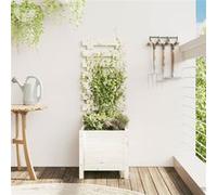 Vidaxl Jardinière Avec Support Blanc 39x39,5x114 Cm Bois De Pin Massif