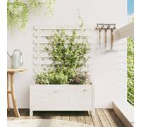 Vidaxl Jardinière Avec Support Blanc 79x39,5x114 Cm Bois De Pin Massif
