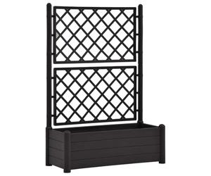 vidaXL Jardinière avec Treillis 100x43x142 cm PP Anthracite | Conçu pour résister à l'extérieur, garde sa forme au soleil, support parfait pour les plantes grimpantes