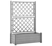 vidaXL Jardinière avec Treillis Lit Surélevé de Jardin Bac à Fleurs Pot de Plantes Lit de Plantation Patio 100x43x142 cm PP Gris Pierre