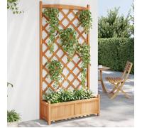 vidaXL Jardinière avec Treillis, Bac à Fleurs de Patio, Boîte de Plantation d'Extérieur pour Légumes Herbes, Marron Bois 365491