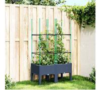 vidaXL Jardinière avec Treillis, Bac à Fleurs, Pot à Plantes, Boîte à Fleurs Jardin Terrasse Patio Extérieur, Bleu Gris 367951