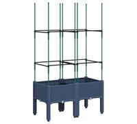 Jardinière avec Treillis, Bac à Fleurs, Pot à Plantes, Boîte à Fleurs Jardin Terrasse Patio Extérieur, Bleu Gris 367951