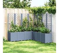 Plantenbak met latwerk 160x160x140 cm polypropeen grijs367881