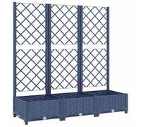 vidaXL Jardinière avec Treillis, Bac à Fleurs, Pot à Plantes, Boîte à Fleurs Jardin Terrasse Patio Extérieur, Bleu Gris 120x40x121,5 cm PP