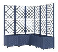 vidaXL Jardinière avec Treillis, Bac à Fleurs, Pot à Plantes, Boîte à Fleurs Jardin Terrasse Patio Extérieur, Bleu Gris 120x120x136 cm PP