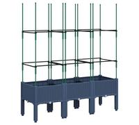 Vidaxl Jardinière Avec Treillis Gris 120x40x142,5 Cm Pp