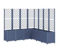 vidaXL Jardinière avec Treillis, Bac à Fleurs, Pot à Plantes, Boîte à Fleurs Jardin Terrasse Patio Extérieur, Bleu Gris 160x160x140 cm PP