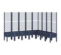 vidaXL Jardinière avec Treillis, Bac à Fleurs, Pot à Plantes, Boîte à Fleurs Jardin Terrasse Patio Extérieur, Bleu Gris 200x160x142 cm PP