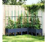 vidaXL Jardinière avec Treillis, Bac à Fleurs, Pot à Plantes, Boîte à Fleurs Jardin Terrasse Patio Extérieur, Bleu Gris 367966 Gris G