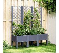 vidaXL Jardinière avec Treillis, Bac à Fleurs, Pot à Plantes, Boîte à Fleurs Jardin Terrasse Patio Extérieur, Bleu Gris 367926