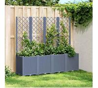 vidaXL Jardinière avec Treillis, Bac à Fleurs, Pot à Plantes, Boîte à Fleurs Jardin Terrasse Patio Extérieur, Bleu Gris 367871
