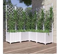 vidaXL Jardinière avec treillis 120x120x136 cm Polypropylène Blanc