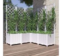 Vidaxl Jardinière Avec Treillis Blanc 120x120x136 Cm Pp