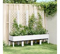 Vidaxl Jardinière Avec Treillis Blanc 160x40x142 Cm Pp