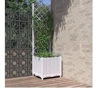 vidaXL Jardinière avec treillis – Bac à plante/boîte de plantation 40x40x136 cm Blanc PP