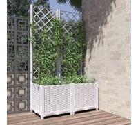 vidaXL Jardinière avec treillis Blanc 80x40x136 cm PP 153282