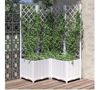vidaXL Jardinière avec treillis Blanc 80x80x136 cm PP 153286
