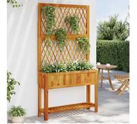 vidaXL Jardinière avec treillis et étagère en bois massif d'acacia – 364899