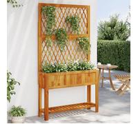 vidaXL Jardinière avec treillis et étagère bois massif d'acacia, jardinière de jardin, jardinière de patio, boîte à plantes, 364899