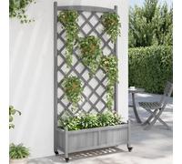 Vidaxl Jardinière Avec Treillis Et Roues Gris Bois Massif De Sapin