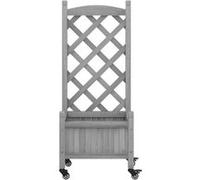 vidaXL Jardinière avec treillis et roues gris bois massif de sapin 3207645 Gris G