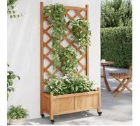 Vidaxl Jardinière Avec Treillis Et Roues Marron Bois Massif De Sapin