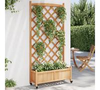 Vidaxl Jardinière Avec Treillis Et Roues Marron Bois Massif De Sapin