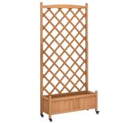 Vidaxl Jardinière Avec Treillis Et Roues Marron Bois Massif De Sapin
