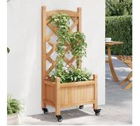 vidaXL Jardinière avec treillis et roues marron bois massif de sapin 3207644