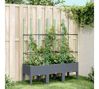 Vidaxl Jardinière Avec Treillis Gris 120x40x142,5 Cm Pp